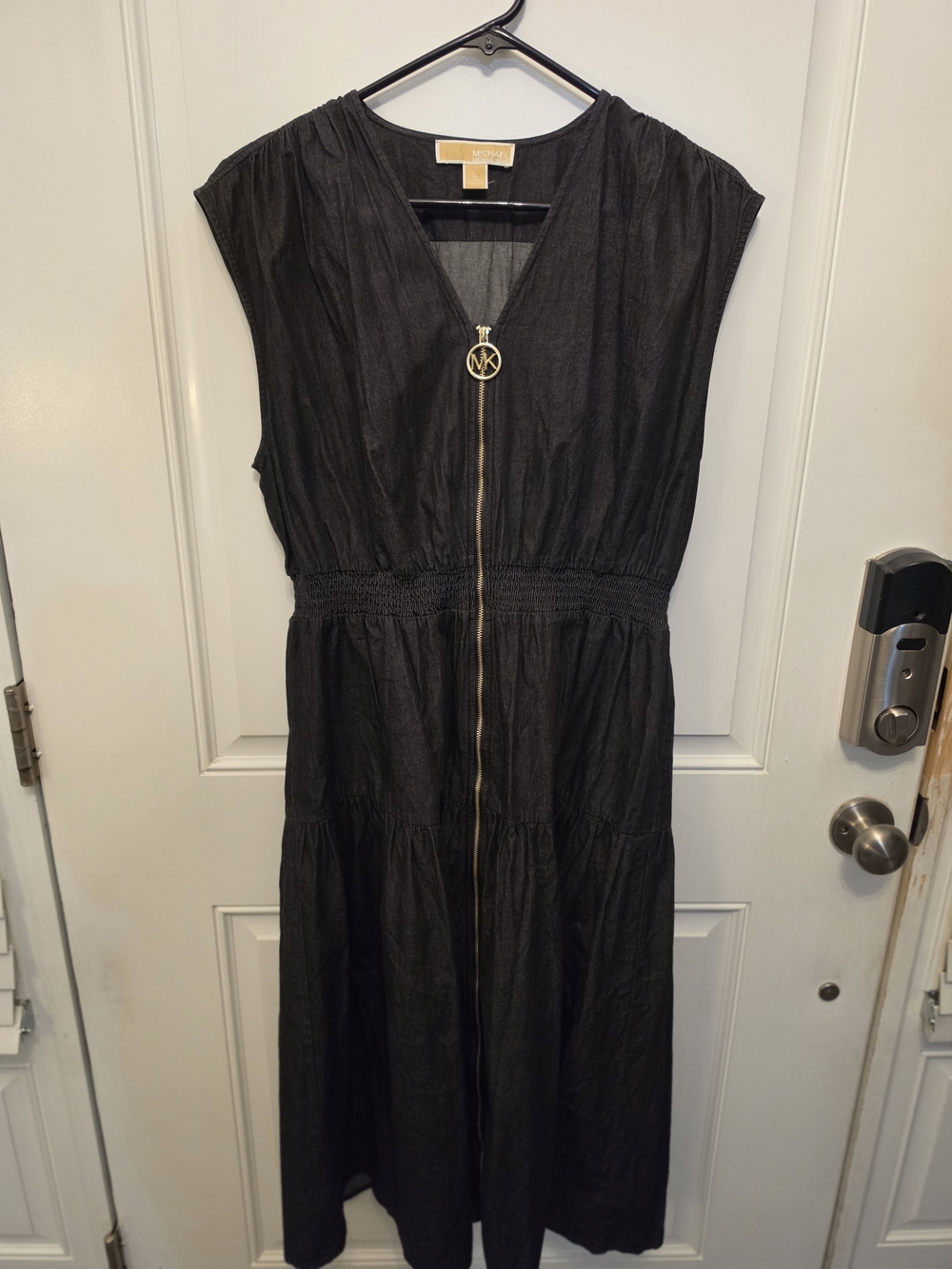 Michael Kors Black Zip-Front Sleeveless Midi Dress